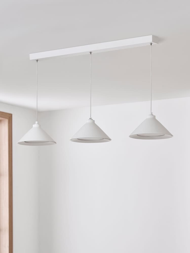Jasper Conran London White 3 Light Triangle Pendant Ceiling Light With Diffuser - Image 2 of 8