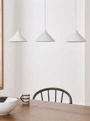 Jasper Conran London White 3 Light Triangle Pendant Ceiling Light With Diffuser - Image 4 of 8