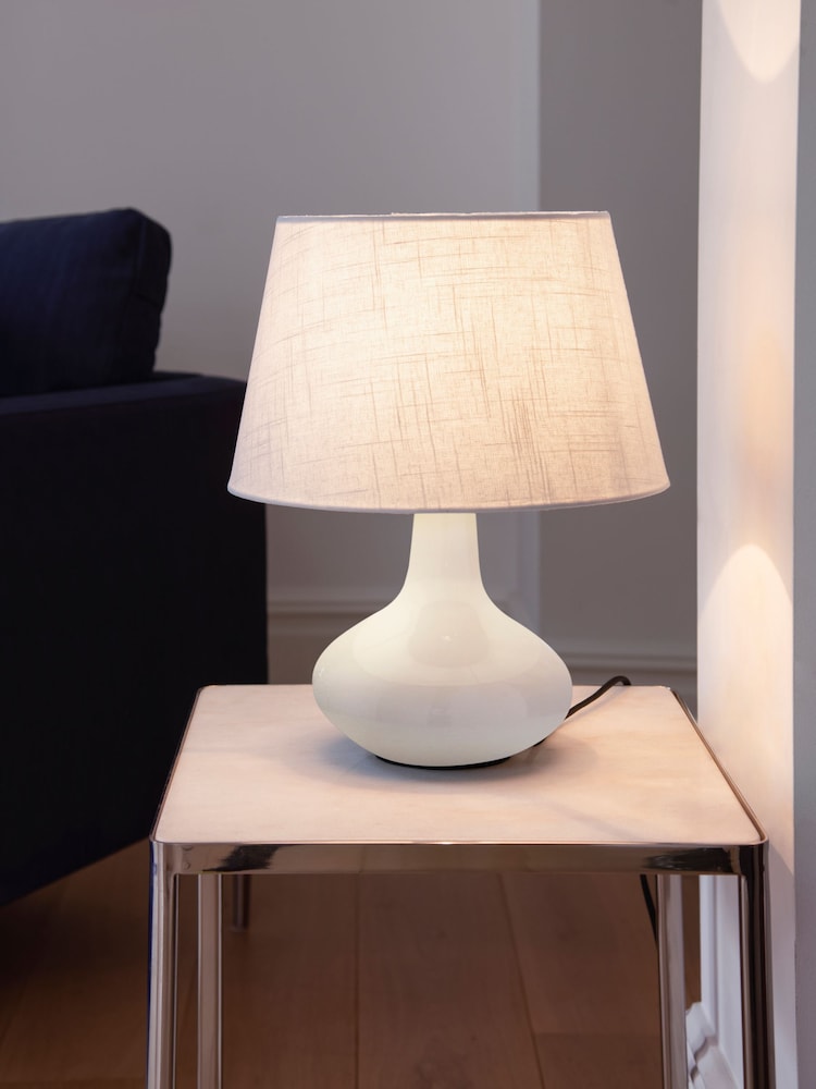 Jasper Conran London White Curved Ceramic Table Lamp - Image 1 of 4