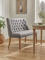 Chunky Weave Mid Grey Wolton Collection Luxe High Back Button Dining Bench - Image 1 of 8