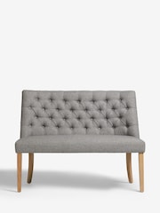 Chunky Weave Mid Grey Wolton Collection Luxe High Back Button Dining Bench - Image 2 of 8