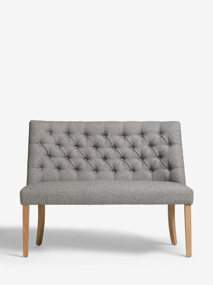 Chunky Weave Mid Grey Wolton Collection Luxe High Back Button Dining Bench - Image 2 of 8