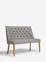 Chunky Weave Mid Grey Wolton Collection Luxe High Back Button Dining Bench - Image 3 of 8