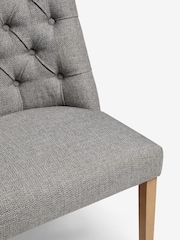 Chunky Weave Mid Grey Wolton Collection Luxe High Back Button Dining Bench - Image 6 of 8