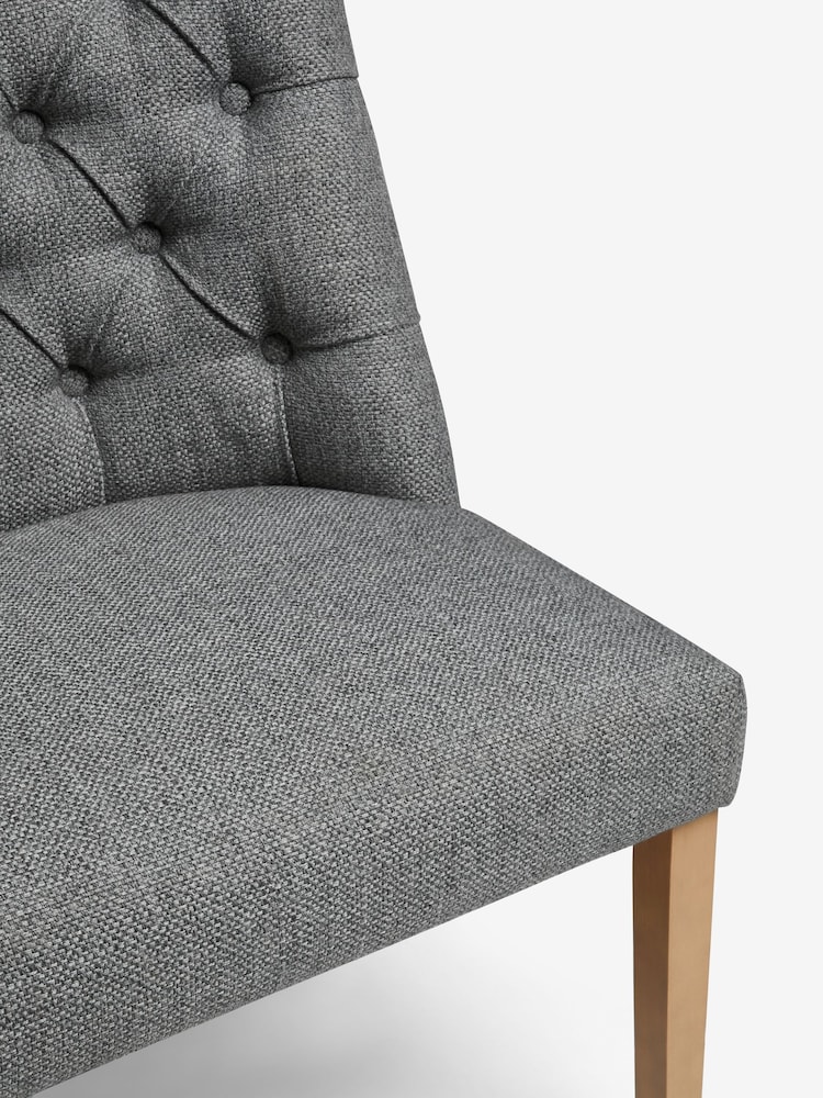 Chunky Weave Mid Grey Wolton Collection Luxe High Back Button Dining Bench - Image 7 of 7