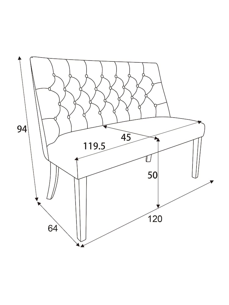 Chunky Weave Mid Grey Wolton Collection Luxe High Back Button Dining Bench - Image 8 of 8