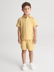 Lamâie - Pantaloni scurți texturați din amestec de in Reiss Payne - Imaginea 1 din 5