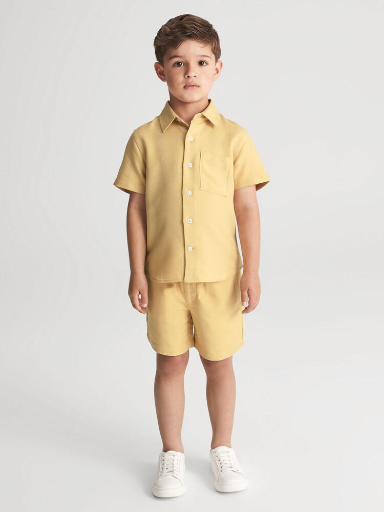 Lamâie - Pantaloni scurți texturați din amestec de in Reiss Payne - Imaginea 1 din 5