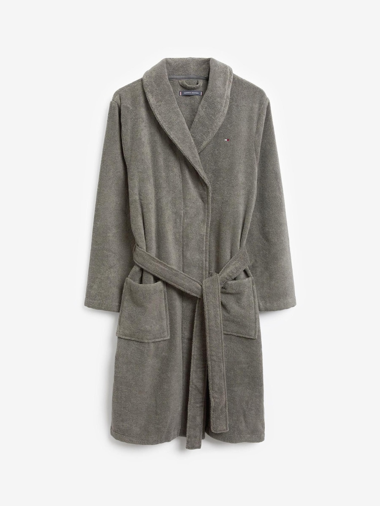 Tommy Hilfiger Grey Cotton Icon Bathrobe - Image 1 of 1