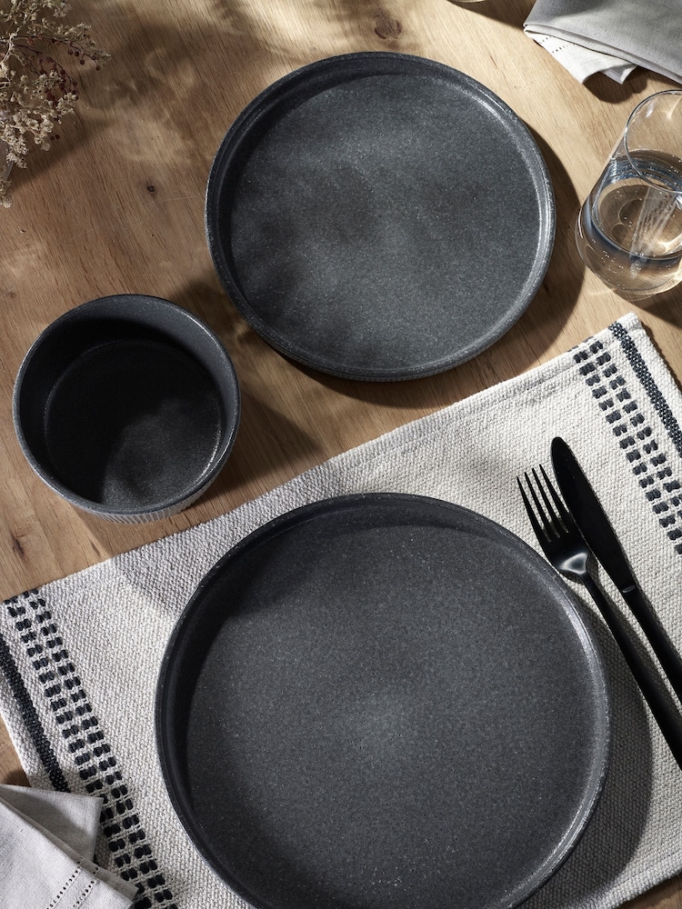 12 Piece Charcoal Grey Stamford Dinner Set - Image 2 of 6