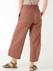 FatFace Brown Mina Linen Blend Crop Trousers - Image 2 of 4