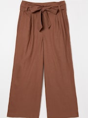 FatFace Brown Mina Linen Blend Crop Trousers - Image 4 of 4