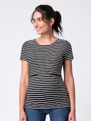 Seraphine Black Stripe Maternity & Nursing T-Shirt 2 Pack - Image 2 of 9