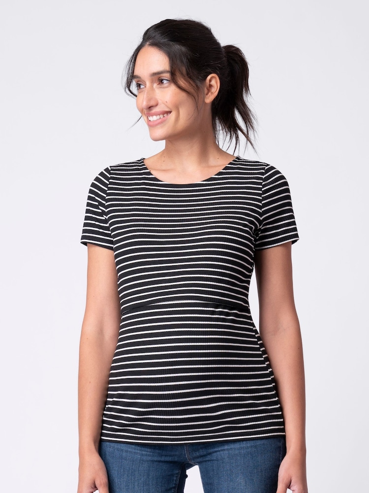 Seraphine Black Stripe Maternity & Nursing T-Shirt 2 Pack - Image 2 of 9