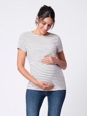 Seraphine Black Stripe Maternity & Nursing T-Shirt 2 Pack - Image 5 of 9