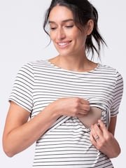 Seraphine Black Stripe Maternity & Nursing T-Shirt 2 Pack - Image 7 of 9