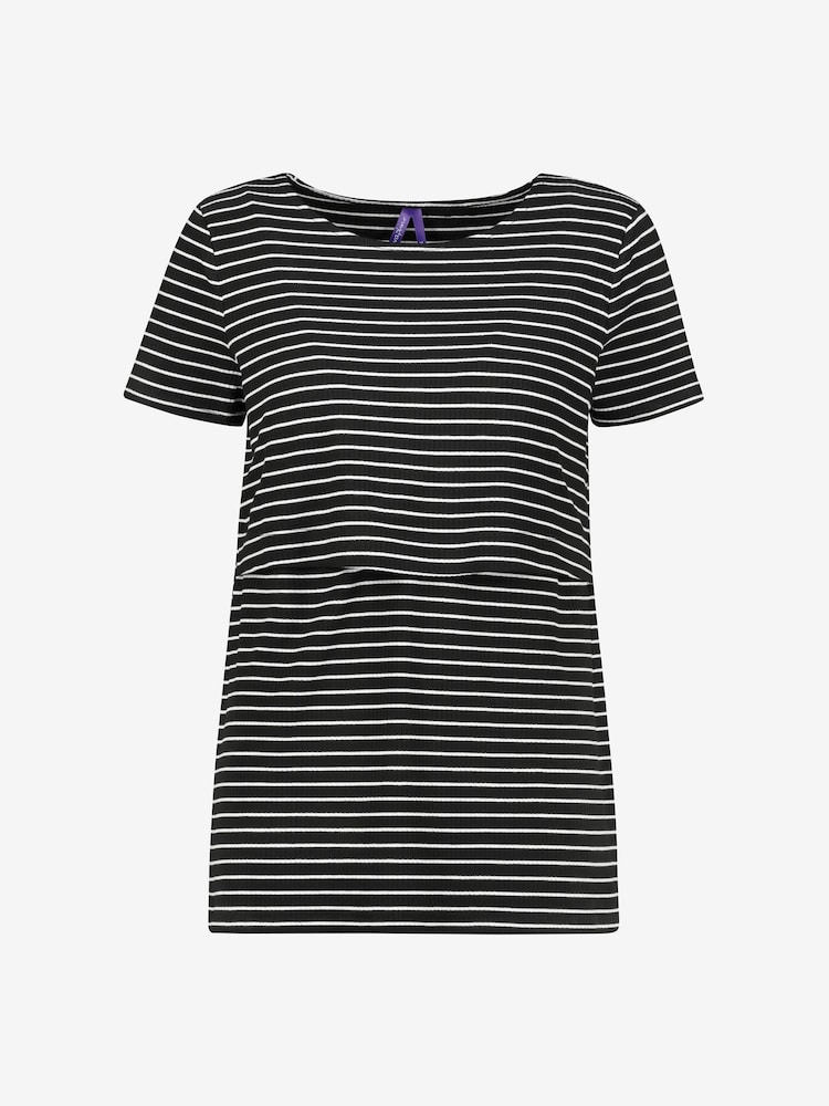 Seraphine Black Stripe Maternity & Nursing T-Shirt 2 Pack - Image 8 of 9