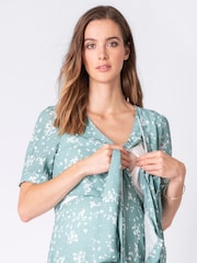 Seraphine Sage Green Floral Maternity And Nursing Midi Dress - Image 3 of 5