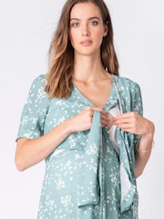 Seraphine Sage Green Floral Maternity And Nursing Midi Dress - Image 4 of 5