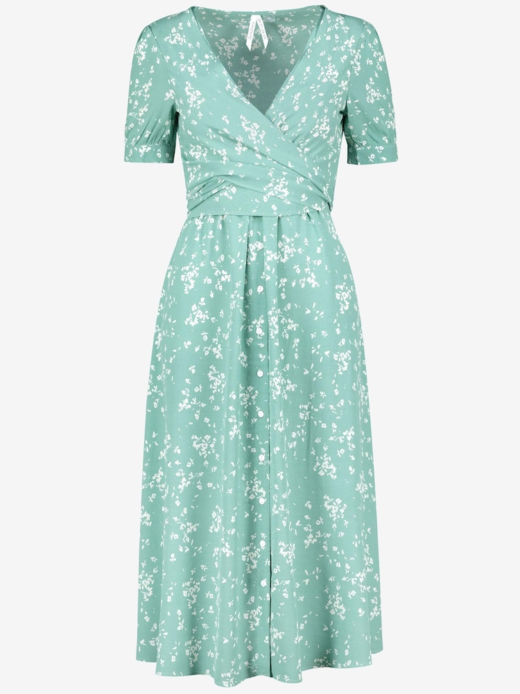 Seraphine Sage Green Floral Maternity And Nursing Midi Dress - Image 5 of 5