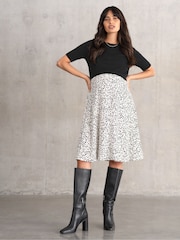 Seraphine Black & White Knitted Top Maternity & Nursing Dress - Image 1 of 7