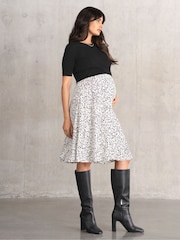 Seraphine Black & White Knitted Top Maternity & Nursing Dress - Image 2 of 7