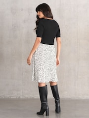 Seraphine Black & White Knitted Top Maternity & Nursing Dress - Image 3 of 7