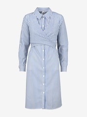 Seraphine Blue Stripe Cotton And Lyocell Maternity And Nursing Shirt Dress - Image 6 of 6