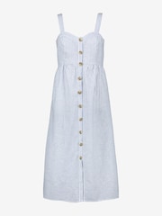 Seraphine Blue Pinstripe Linen And Cotton Midi Maternity And Nursing Dress - Image 6 of 6