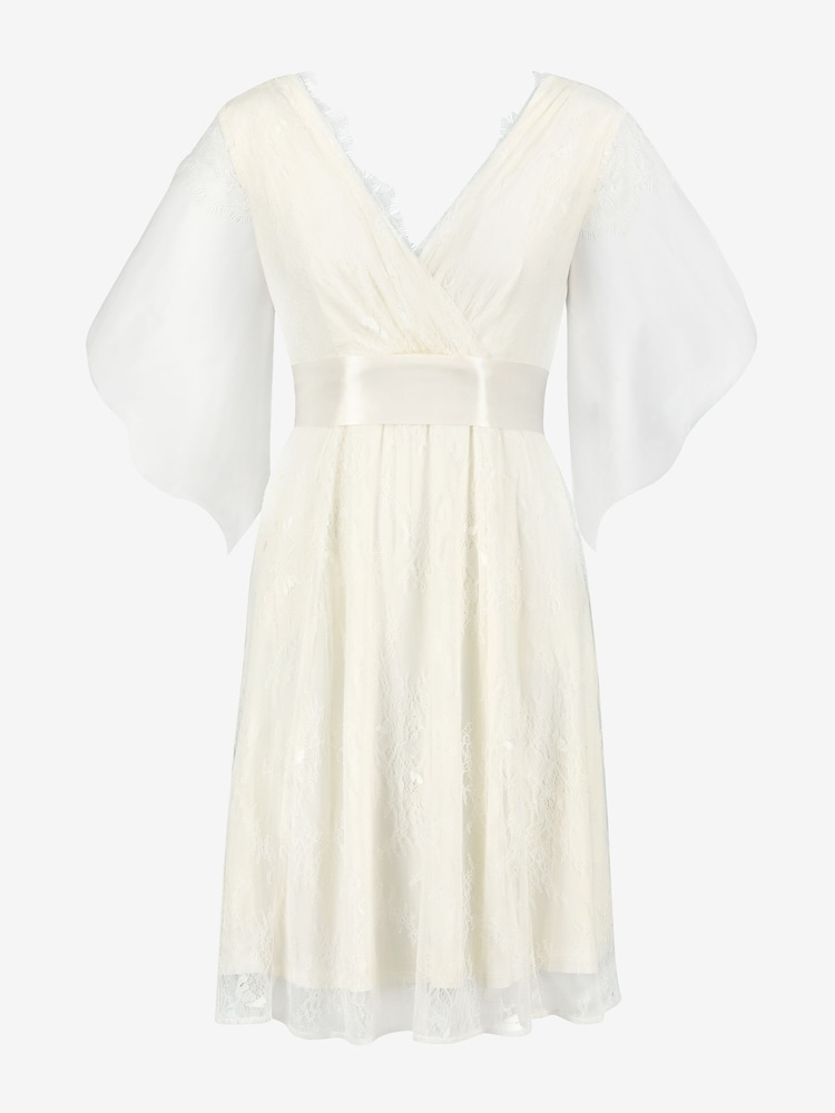 Seraphine White Short Lace V-Neck Maternity Wedding Dress - Image 6 of 6