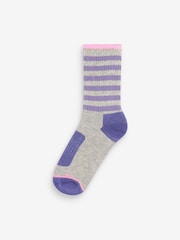 Lilac Purple/Grey Striped Next Active Sports Walking Ankle Socks 2 Pack - Image 2 of 3