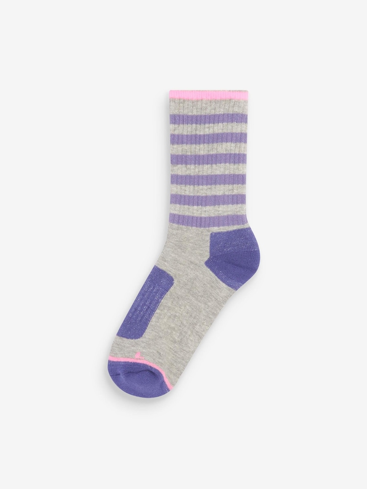 Lilac Purple/Grey Striped Next Active Sports Walking Ankle Socks 2 Pack - Image 2 of 3
