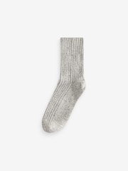 Grey Thermal Wool Blend Ankle Socks 3 Pack With Silk - Image 3 of 4