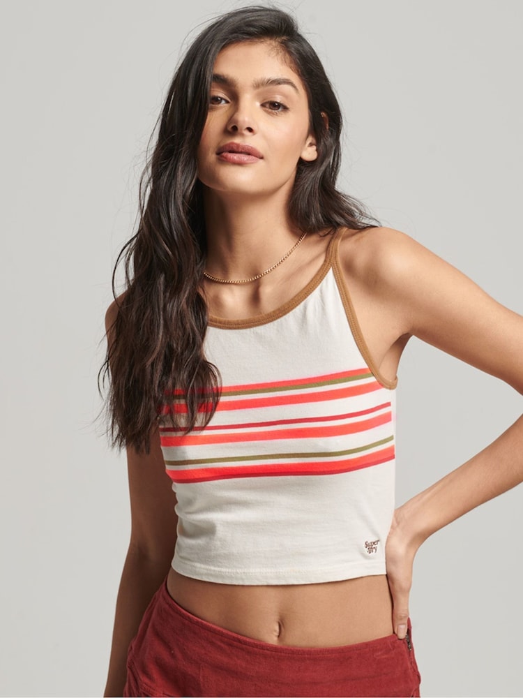 Superdry Grey Vintage Stripe Surf Tank Top - Image 1 of 5