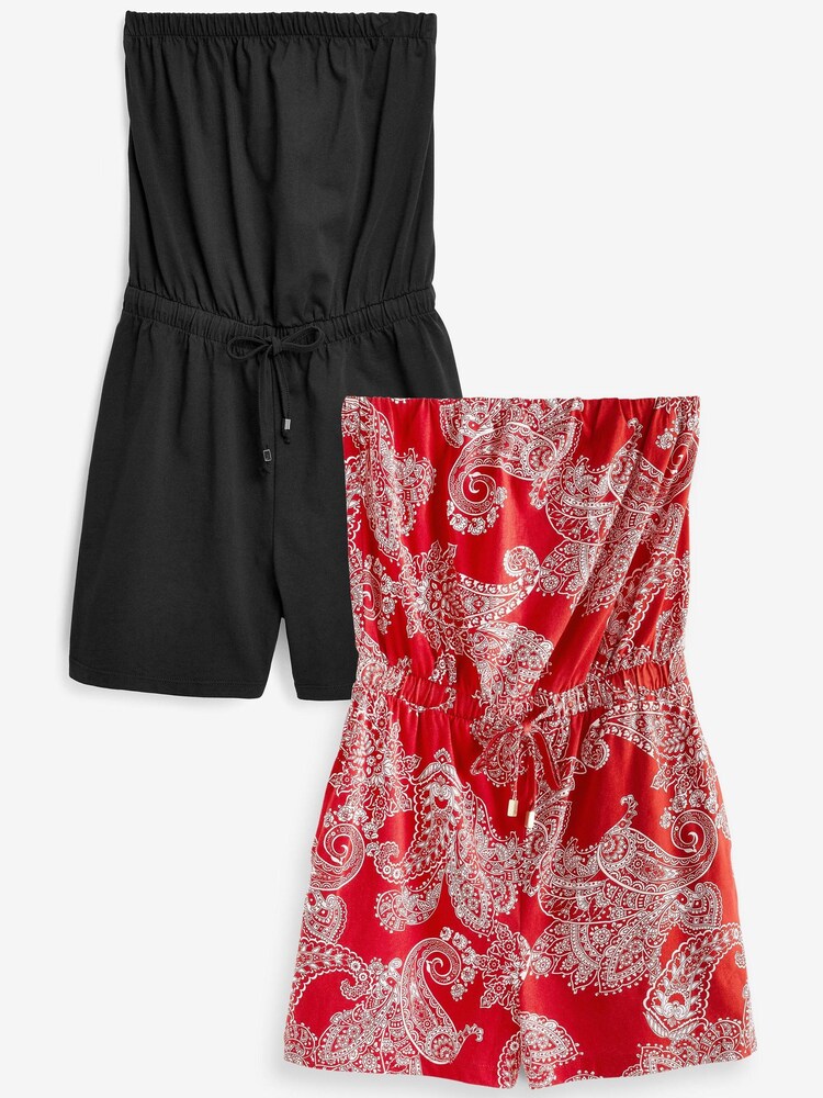 Rot Paisleymuster/Schwarz - Overall mit Schlauchtop, 2er-Pack - Bild 1 von 3