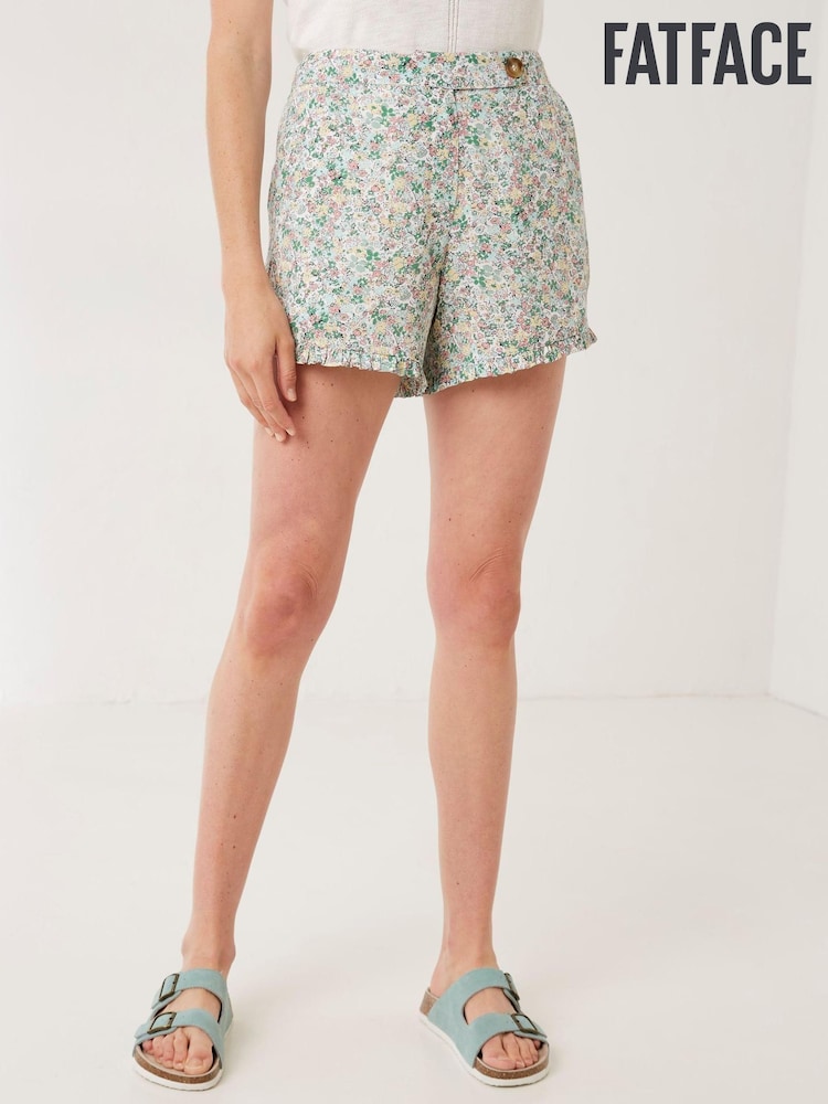 FatFace Natural Sugar Floral Frill Shorts - Image 1 of 4