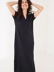 FatFace Victoria Black Polo Midi Dress - Image 1 of 4