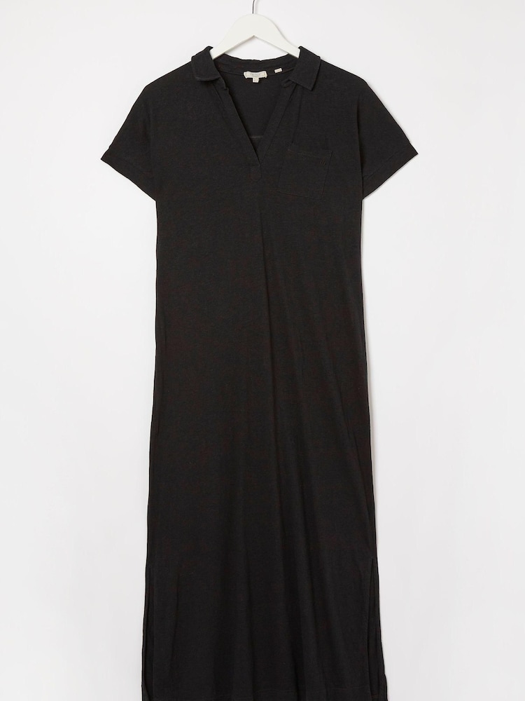 FatFace Victoria Black Polo Midi Dress - Image 4 of 4