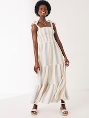 FatFace Danielle Natural Stripe Maxi Sundress - Image 1 of 4