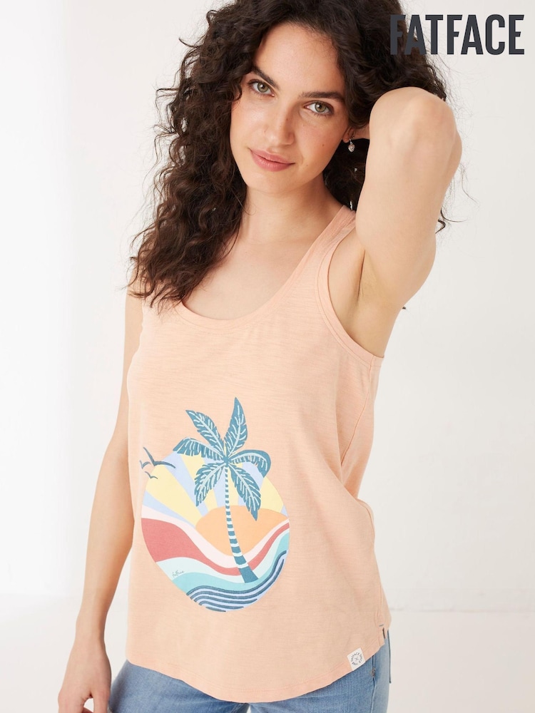 FatFace Pink Embroidered Palm Graphic Vest - Image 1 of 4