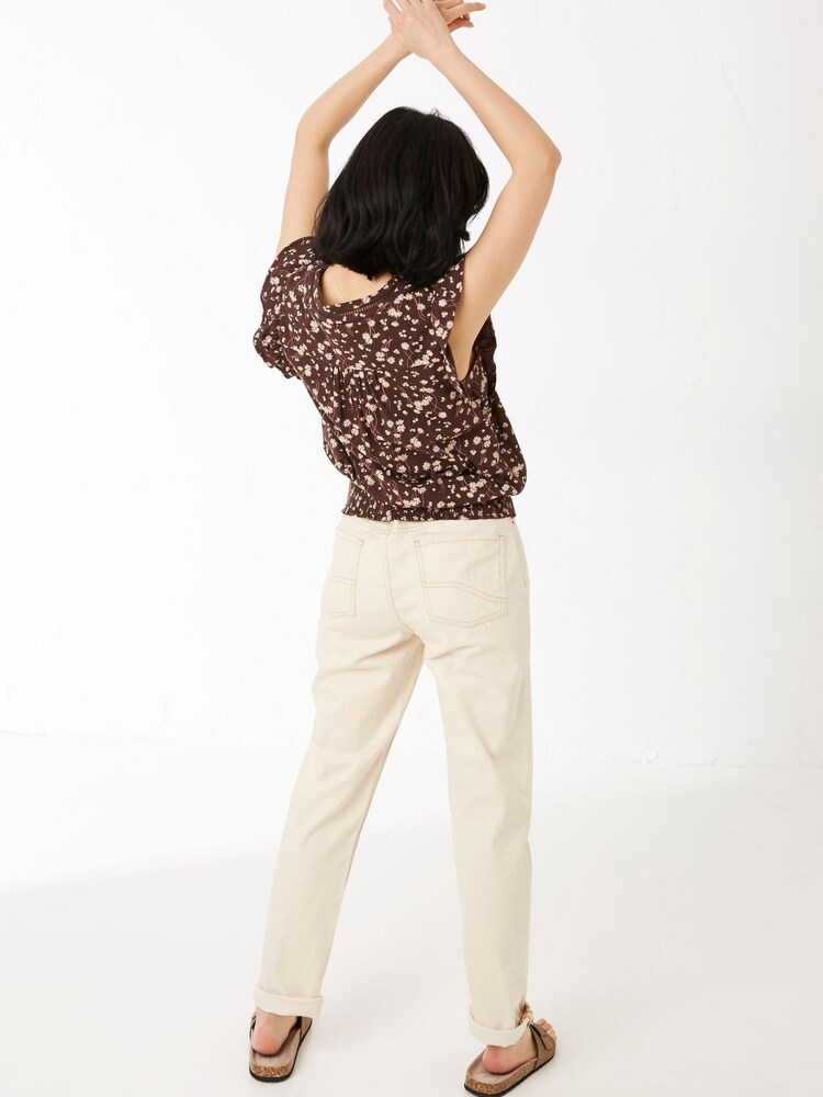 FatFace Billie Brown Floating Daisy Wrap Top - Image 2 of 5