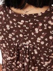 FatFace Billie Brown Floating Daisy Wrap Top - Image 3 of 5