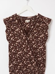 FatFace Billie Brown Floating Daisy Wrap Top - Image 5 of 5