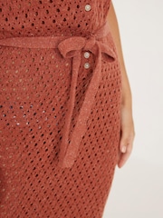 FatFace Orange Strappy Knitted Beach Dress - Image 3 of 4