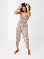 FatFace Natalie Brown Paisley Jumpsuit - Image 1 of 5