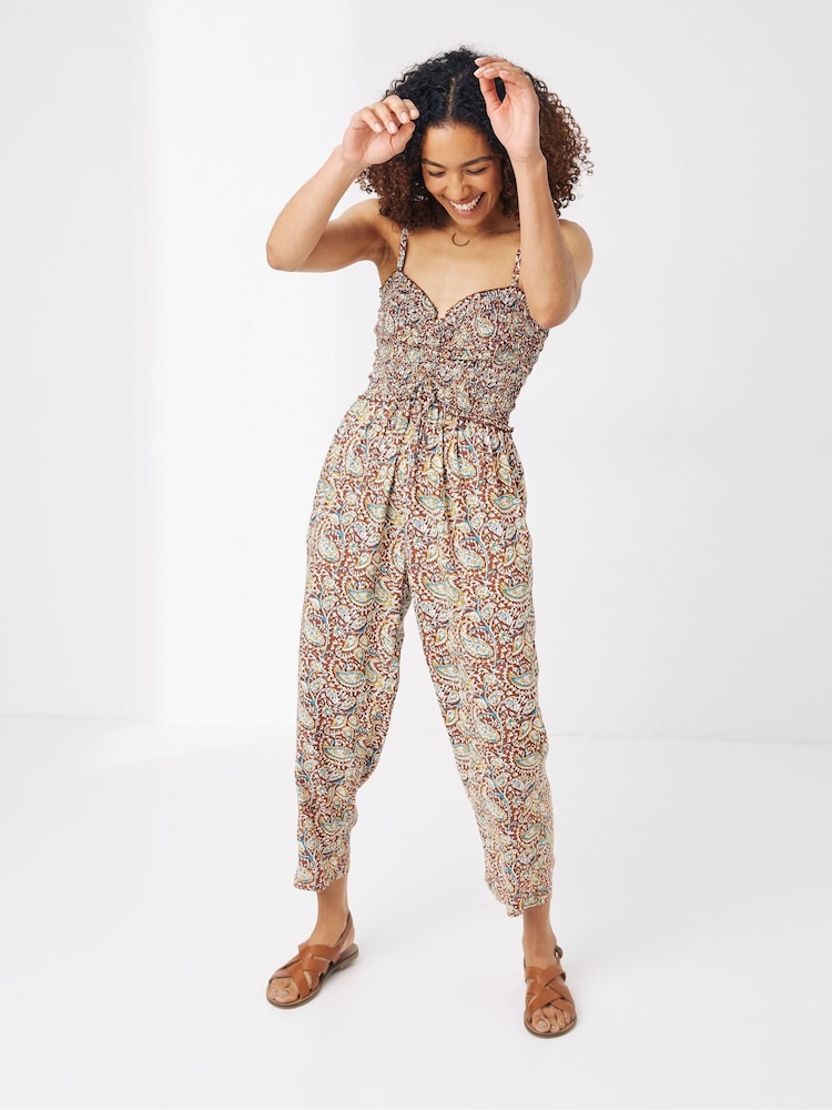 FatFace Natalie Brown Paisley Jumpsuit - Image 1 of 5