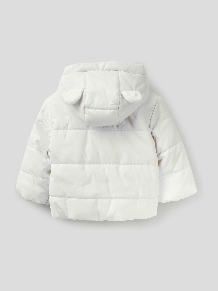 أبيض - معطف مبطن بتفاصيل أذن دب للبنات من Benetton - صورة 2 من 3
