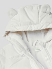 أبيض - معطف مبطن بتفاصيل أذن دب للبنات من Benetton - صورة 3 من 3