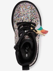 Silver Rainbow Glitter Wide Fit (G) Lace-Up Boots - Image 3 of 4