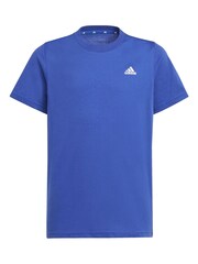 adidas Blue Junior Essentials Small Logo Cotton T-Shirt - Image 1 of 5